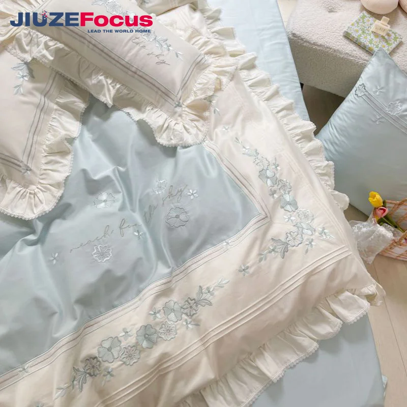 2022 new wedding comforter set ,luxury bed covers with lace bedding set bed sheet bedspread duvet cover