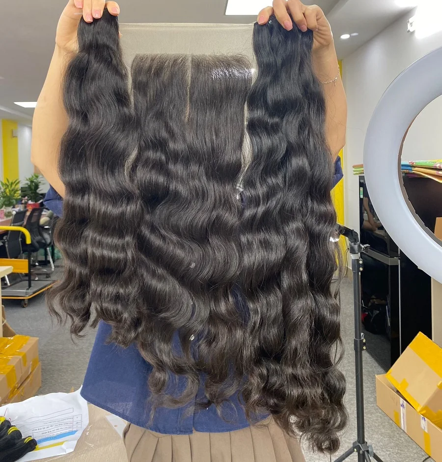 Human Hair 100g single weft Bundles Raw hair stylist natural wavy best quality hair extension