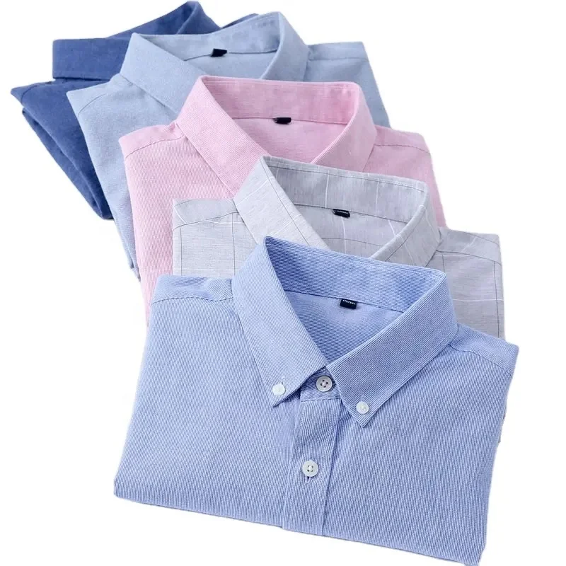 High quality long sleeve plain oxford large size 100% cotton shirt for men casual work shirts