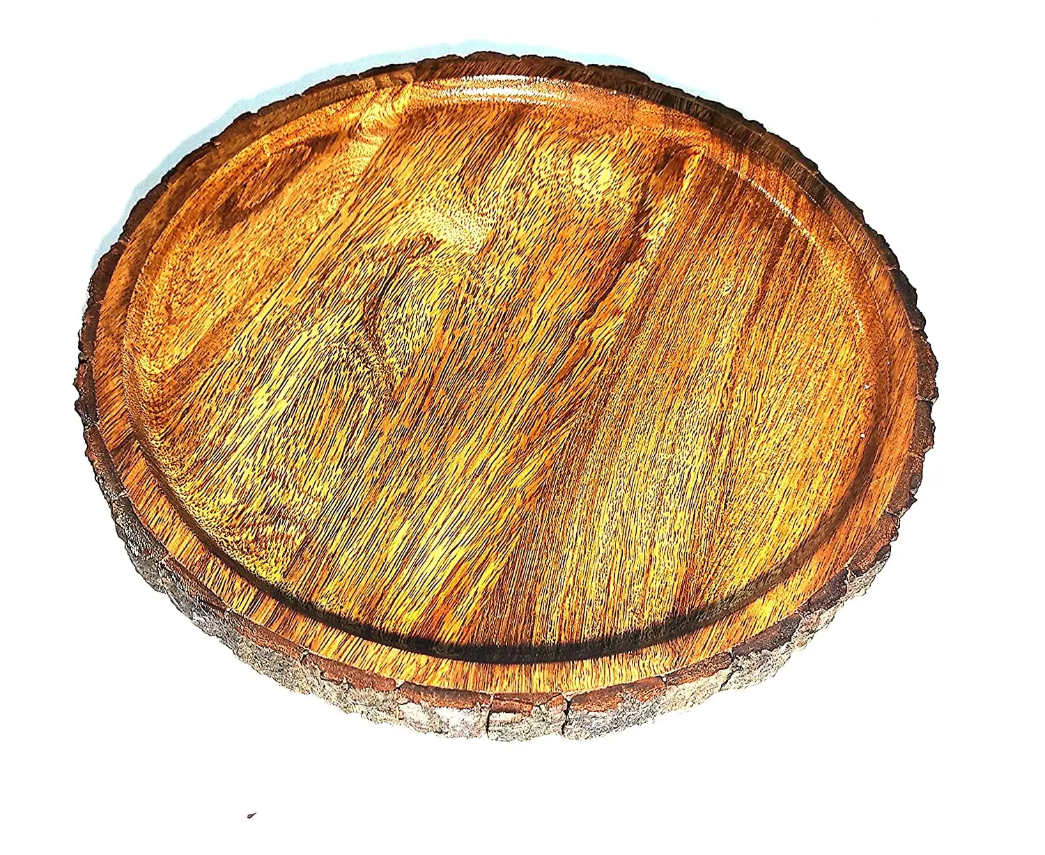 Wooden Bark serving tray sustainable with shell trending product from india by indian craft cottage