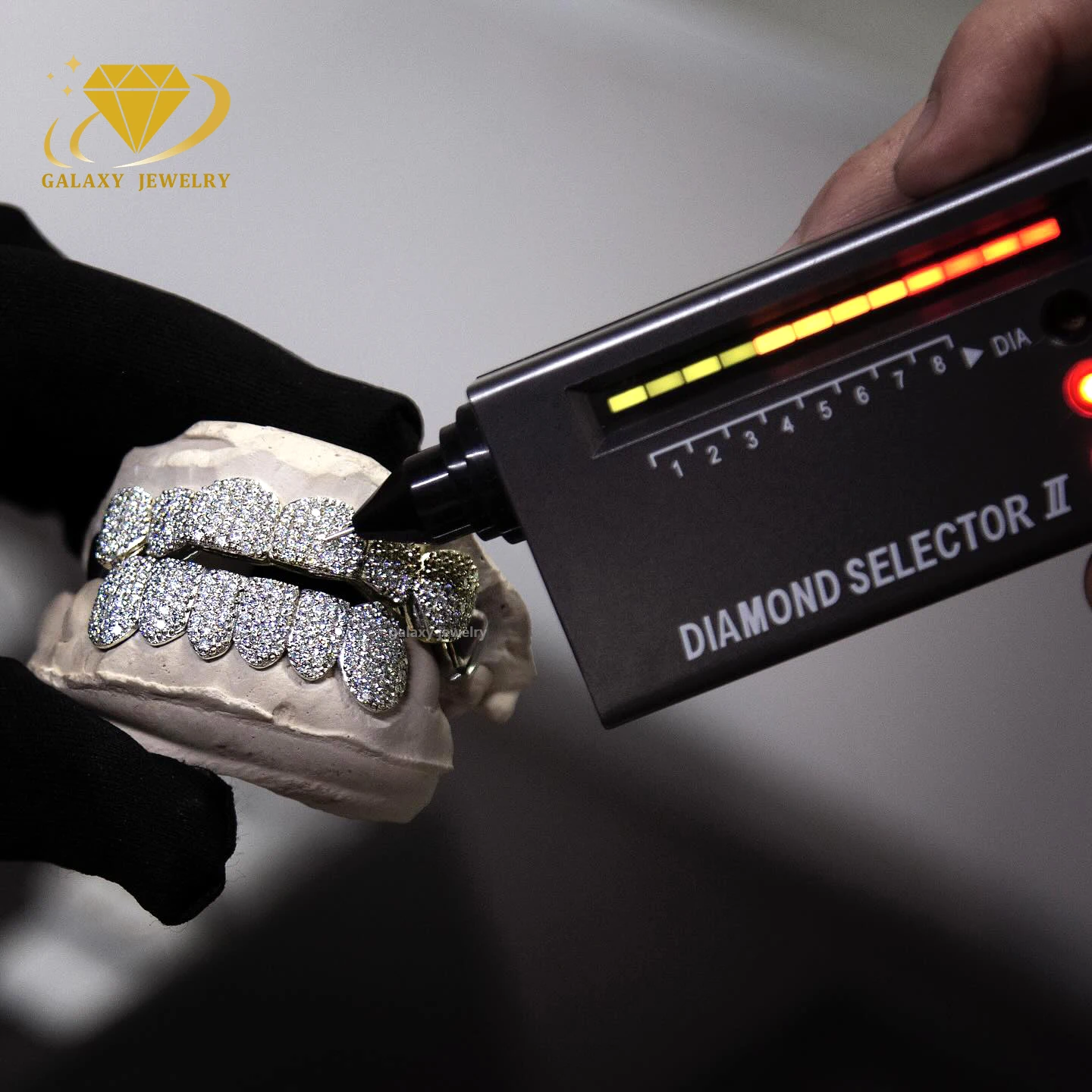 6 верхних нижних покрытий в стиле хип-хоп Grillz Pass Diamond тестер 18k позолоченный VVS Moissanite для зубов