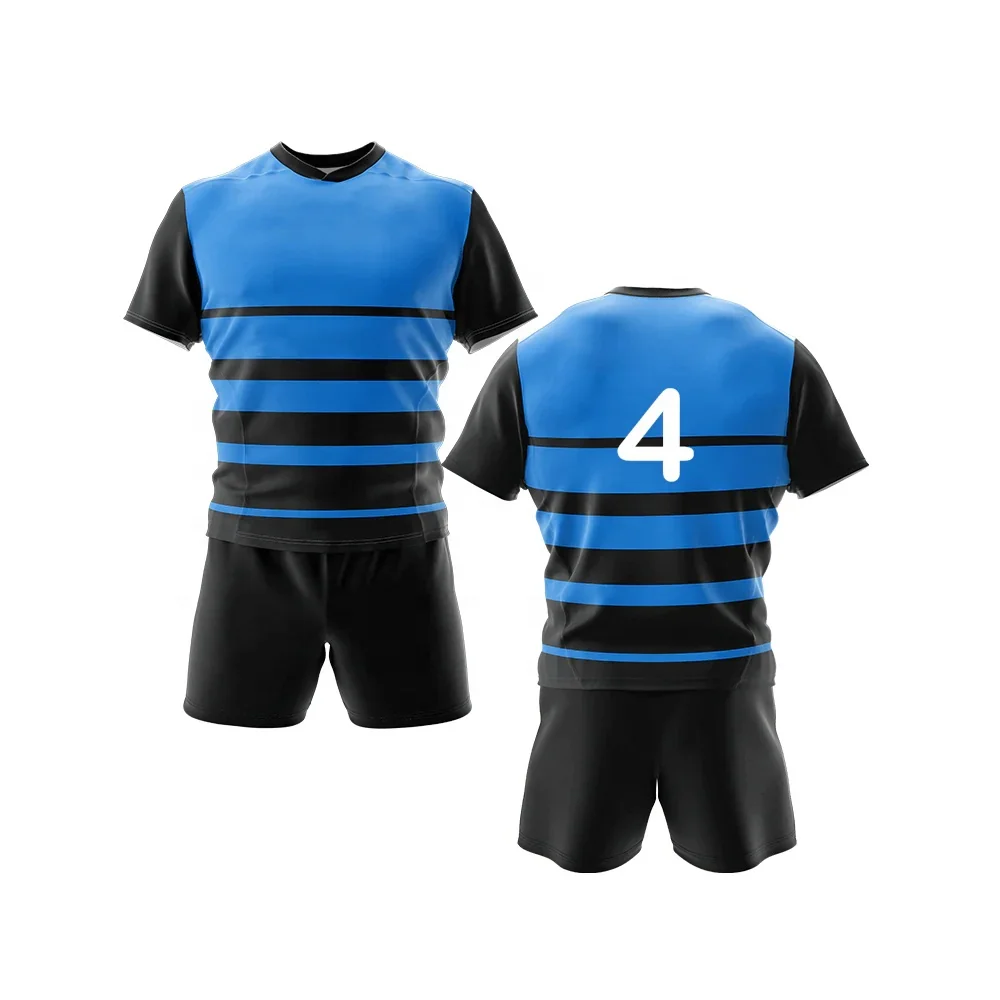 100% Polyester Rugby Jersey Set Customized Sublimation Sportswear Uniform Short Sleeves Shorts Breathable Rugby Shirt Adults