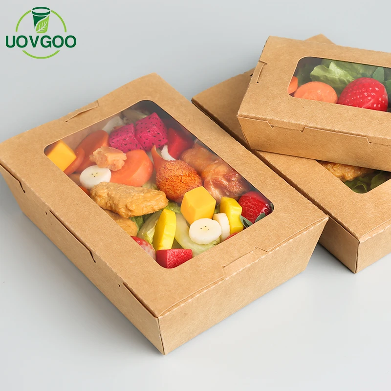 Eco Friendly Premium Quality Paper Lunch Box With Window PE Coated Paper For Lunch Box