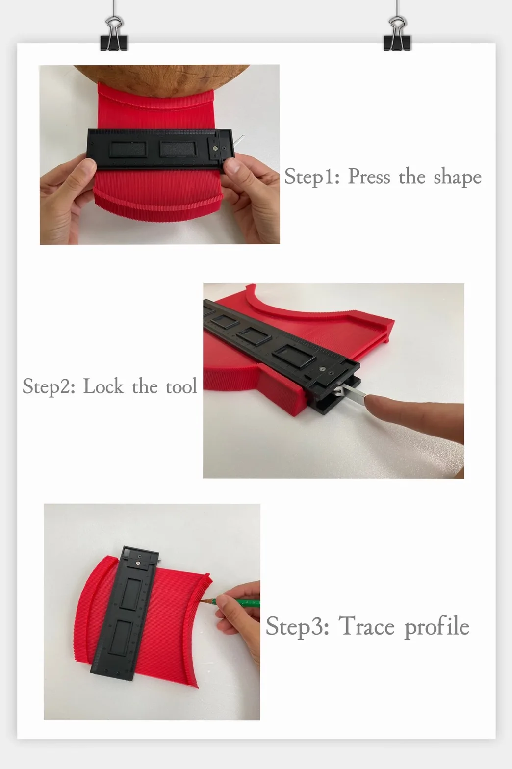 Patented Design,Expensive,Multi Function Measuring Trending Plastic 5/10/20 Inch Saker Contour Gauge Profile Tool