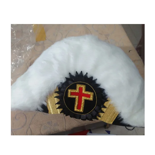 KNIGHTS TEMPLAR PAST/GRAND COMMANDER CHAPEAU DELUXE FUR FELT FLAT BODY Feathers Chapeau hat with case