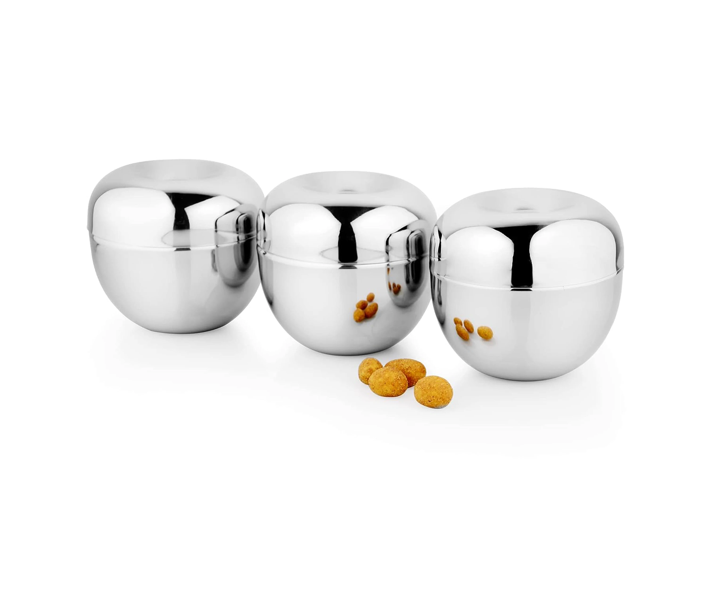 Premium Stainless Steel Bowl 3 Pcs Set Multipurpose Container Set with lid Useful for Home Kitchen Dining (Silver, 320 ML Each)