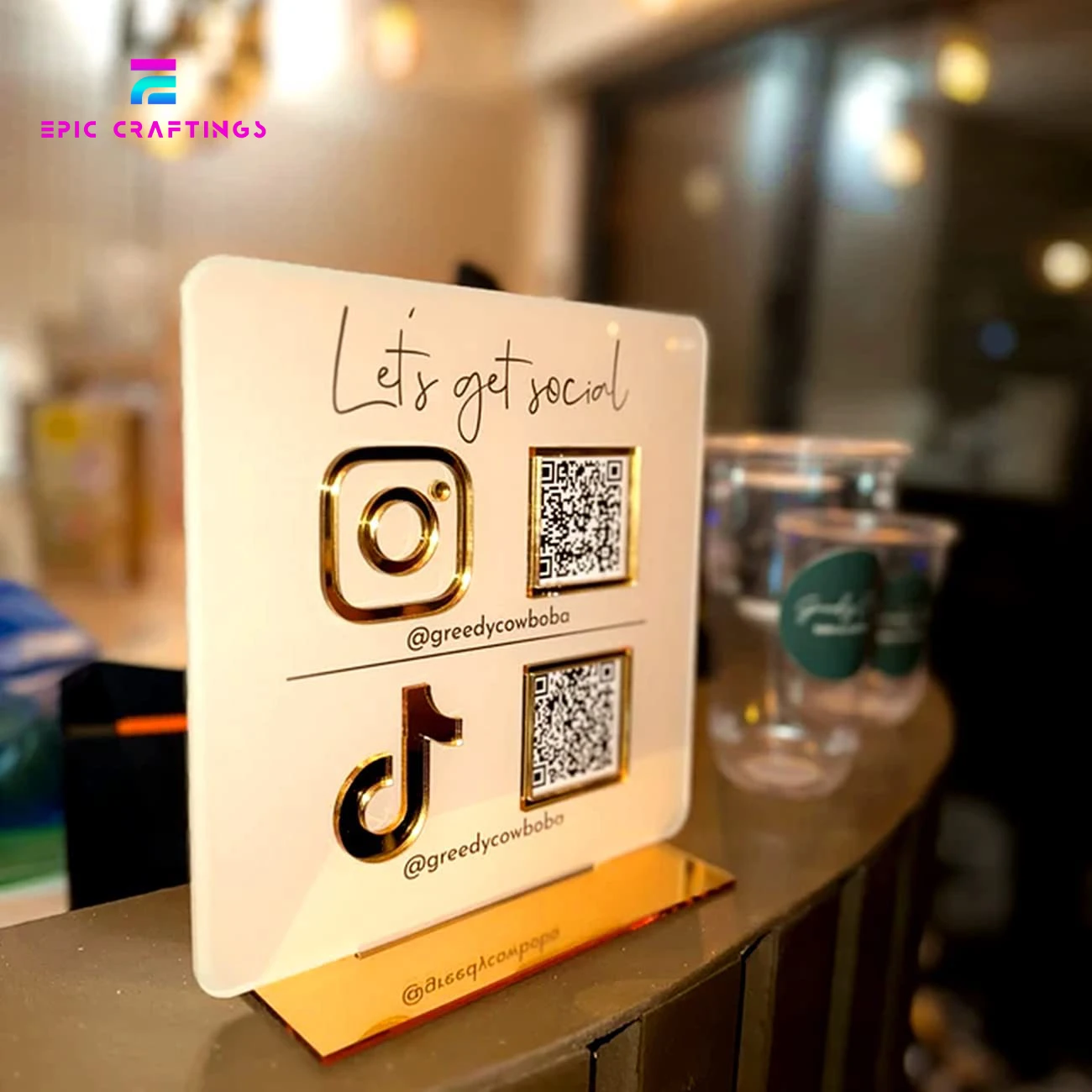 Custom Table Top Clear Acrylic Business QR Code Holder Payment QR Code Display Stand Social Media QR Code Sign Holder Wholesale