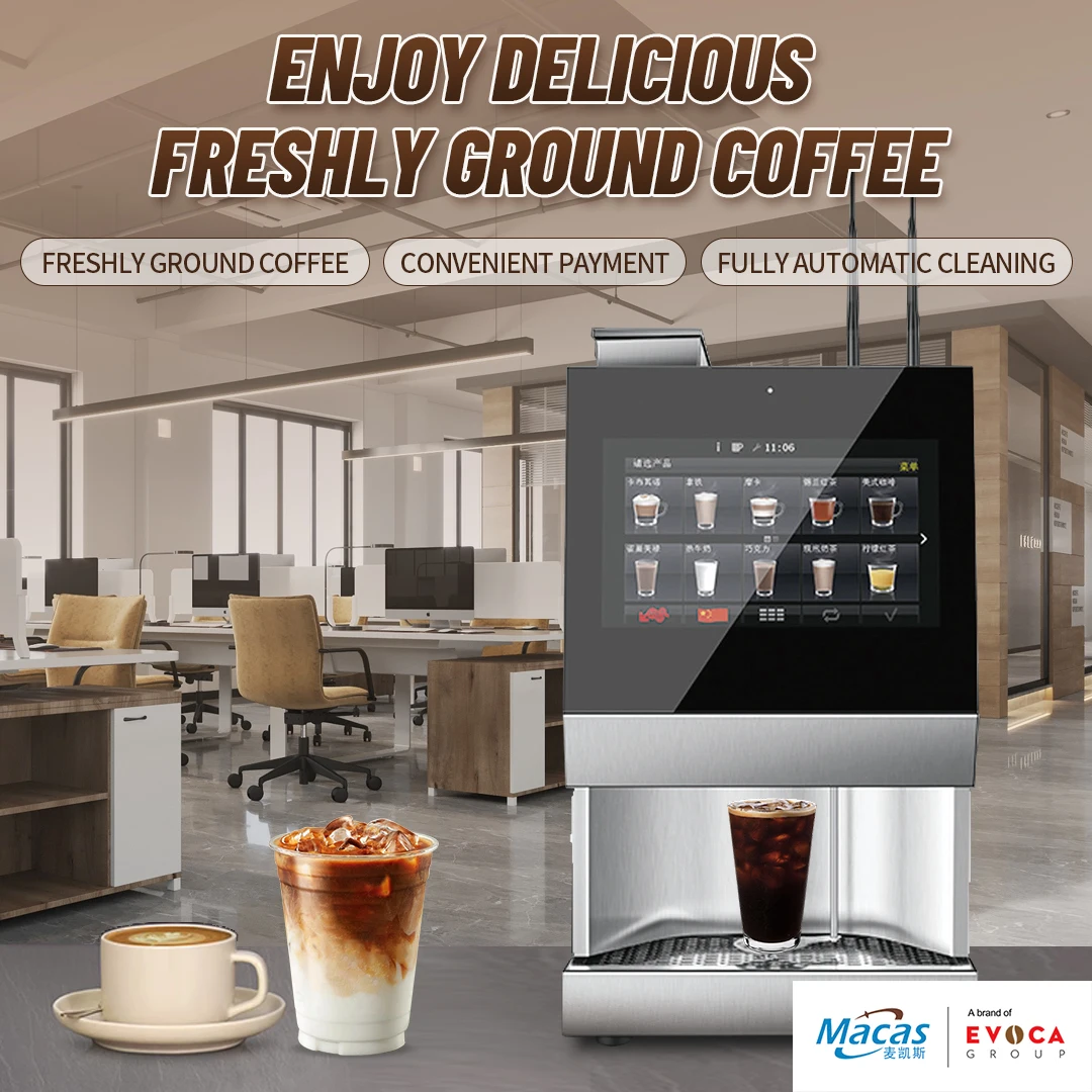 2023 New Arrival Touch Screen Automatic Cappuccino Latte Mocha Tea Bean to Cup Coffee Vending Machine Table Type MDB Support