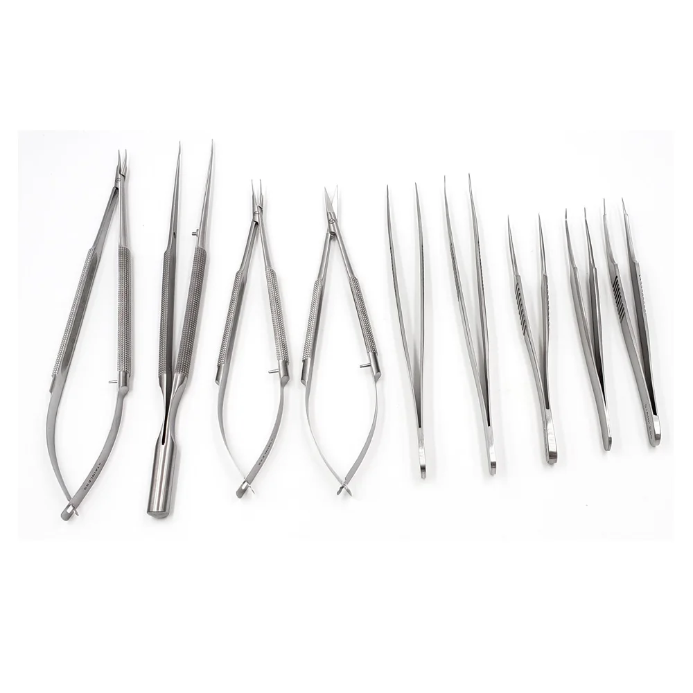 New high quality Basic Set of Microsurgery Instruments for Surgical Training Manual Power Source Made of Steel by light&bright