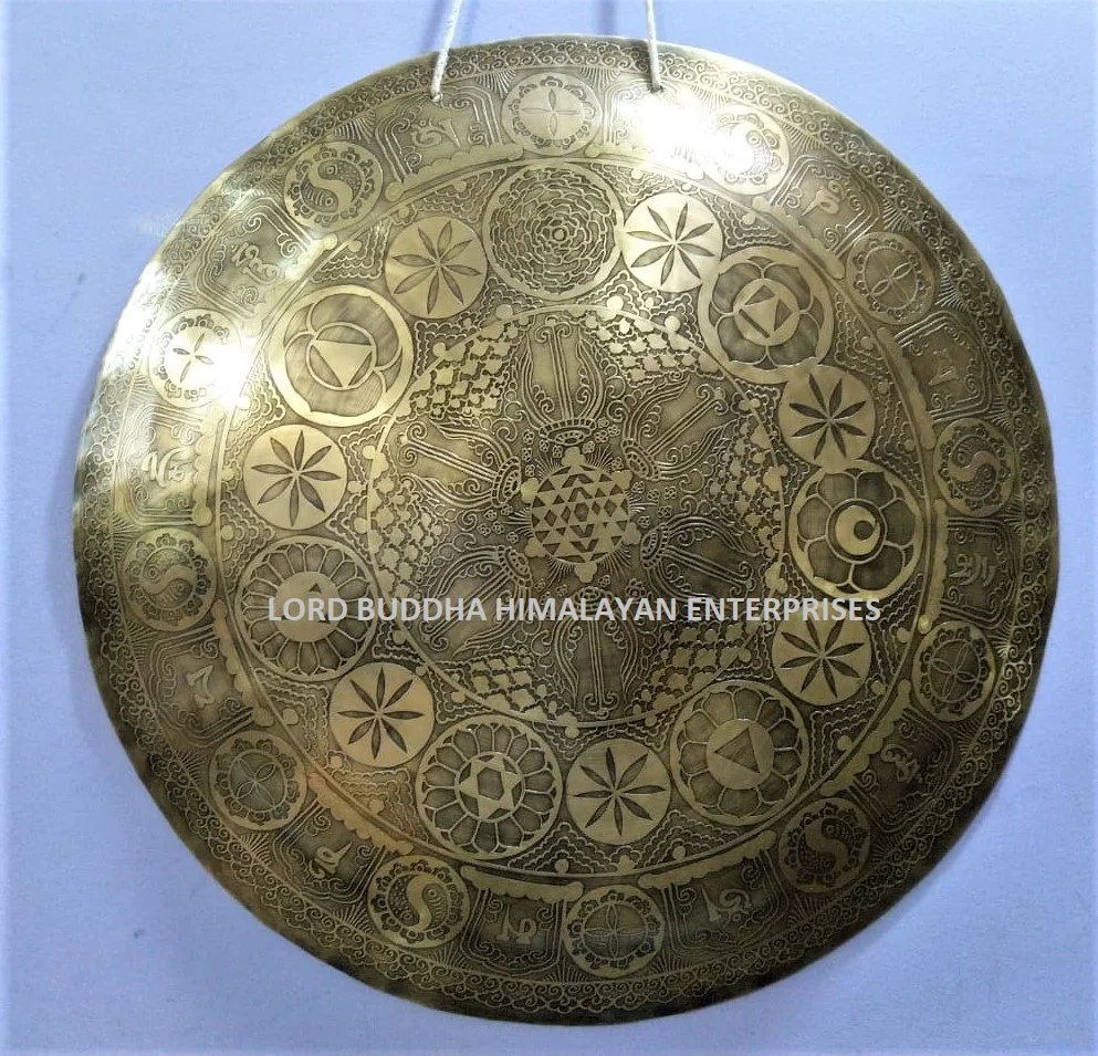 Handmade Deep Wave Gongs High Quality Bronze Metal Crafts for Meditation Hot Selling Engraved Gong & Cymbals