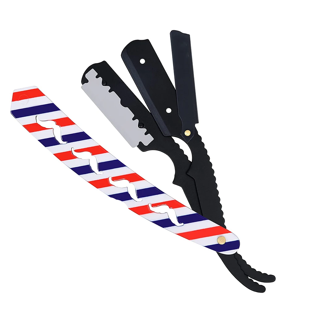 Paper Coated Handle Moustache Design Barber Razor Metal Steel Barber Razors Straight Cut Throat Salon Razors