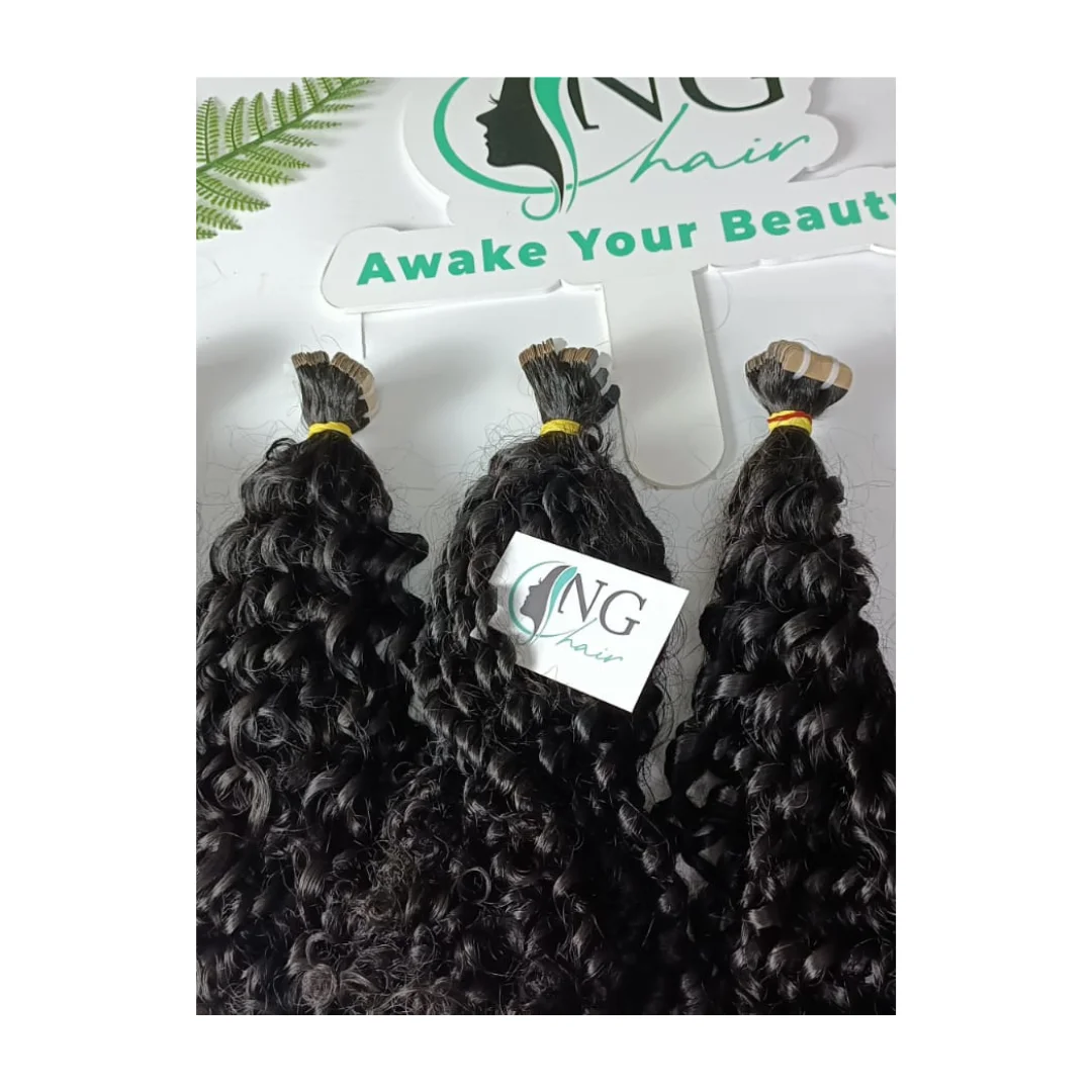 None Chemical Processing Pixie Curly Tape In Hair Extensions For Hair Christmas Decoration Vietnamese Human Hair With Top Seller