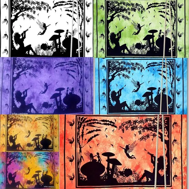 Beautiful Fairy love Tapestry Multiple Color Small Poster Tapestry Wall Hanging Cotton Throw Textile