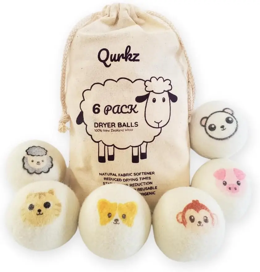 arrivals 2024 FBA top seller trending New zealand wool products xl 7cm wool Dryer Balls 6 pack cotton bag factory wholesale