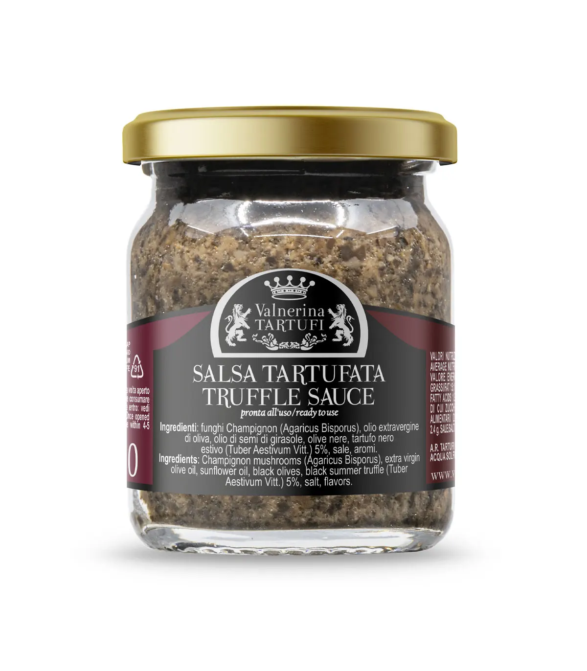 50g Summer Truffle Sauce 5% Tuber Aestivum Vitt Artisanal Italian Quality Made in Italy Vegan Vegetarian Halal Kosher