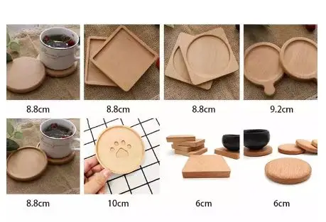 Wooden coaster non-slip cup mat square round solid wood tea cup holder Drink pot Tea Coffee Cup plain blank Wooden Coaster