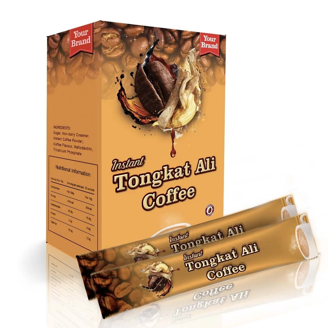 Halal Beverage Instant Tongkat Ali Coffee Sachet Perfect for Libido and Slimming Made in Malaysia GMP Manufacturer Export
