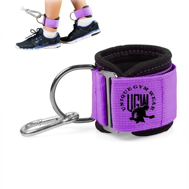 Customized Logo D-Ring Ankle Strap Pink Neoprene Cable Ankle Straps For Cable Machines