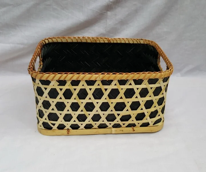 Multicolor high quality triple bamboo basket set without handle for kitchen and home storage & organization homemade in Vietnam