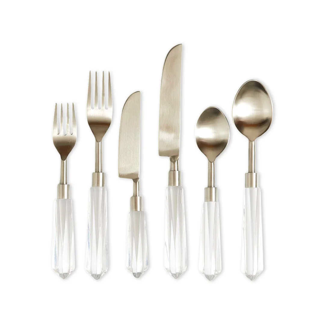 New Amazing Luxury Style Flatware Cutlery Set with Acrylic Handle Flatware Spoon for Wedding Party Dining Table Decoration