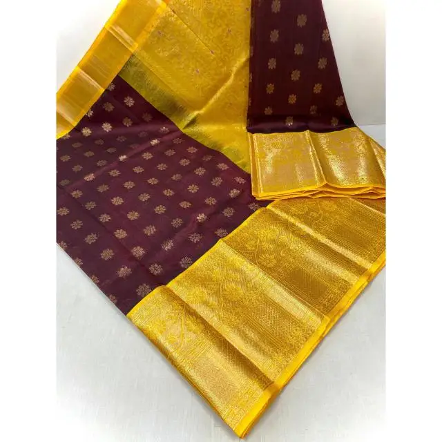 Handmade Handwoven Pure Silk Saree with Meena Work Booti Export Quality for Wedding Casual Wear for Indian Pakistani Clothing