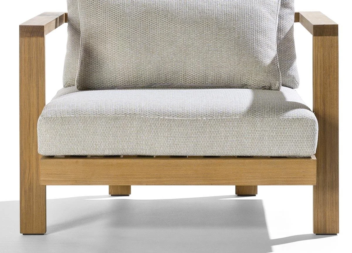 High-End Modern Design Teak Wood Sofa Set Natural Color Waterproof Fabric for Home Hotel Garden Patio Living Outdoor Furniture