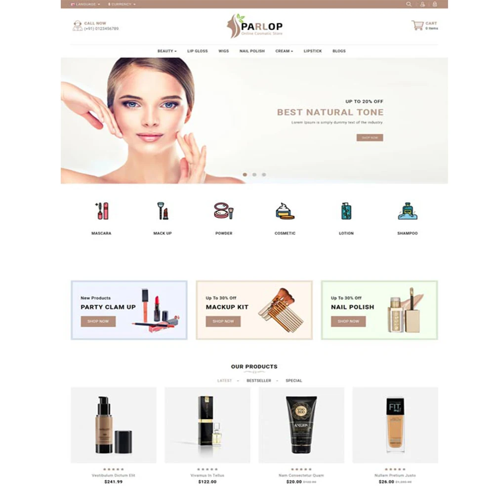Shopify Cosmetic website design shop Online Makeup products |  E-commerce Website design
