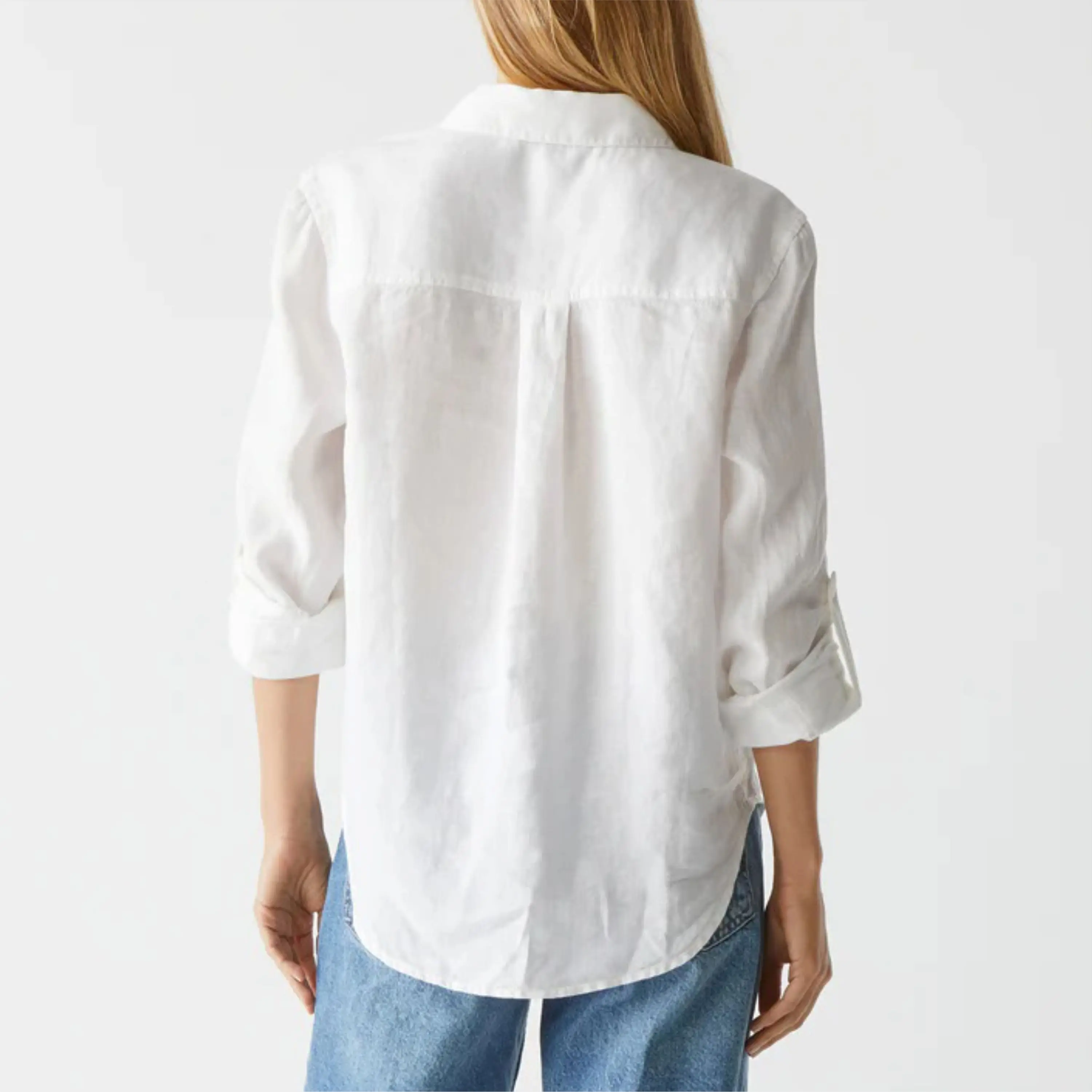 Women Classic Button-Down Shirt in 100% Cotton Perfect for Professional Office Wear and Casual Outfits