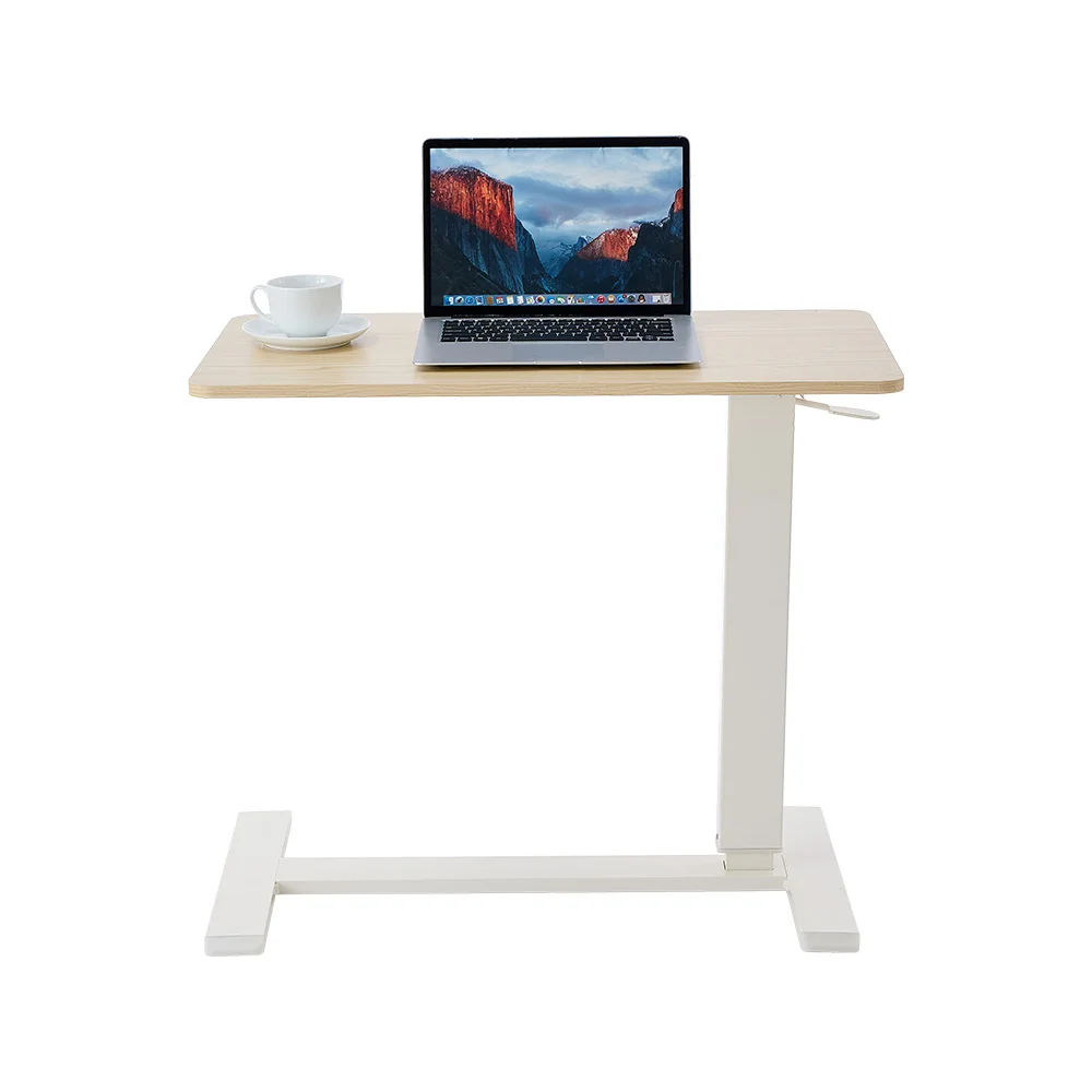 Adjustable Overbed Rolling Table Foldable Notebook Laptop Desk Metal and Wood Computer Table for Dining & Home Use