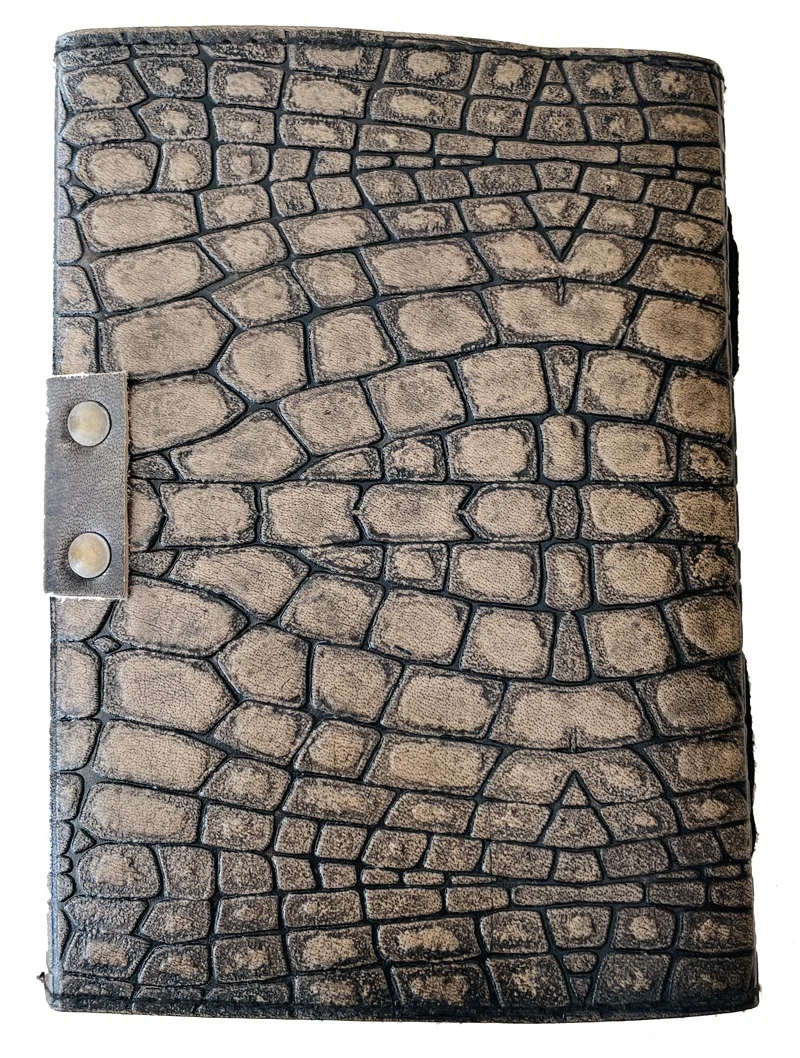 Alligator Crocodile Embossed Leather Journal Vintage Handmade Custom Notebook Deckle Edge Paper Diary With Antique Brass C Lock