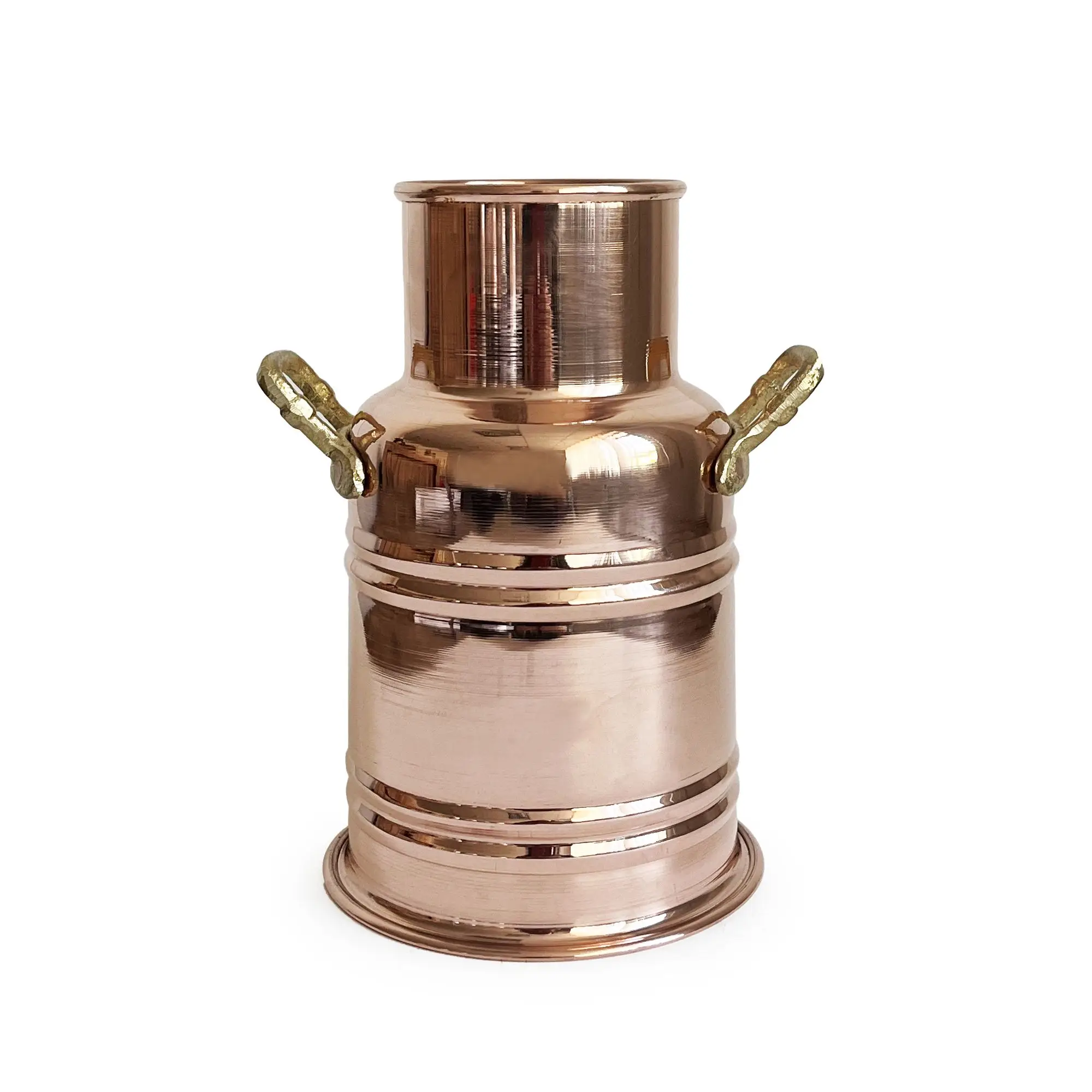 Turkish  Authentic Handmade Copper Vase Armagan 18 cm With Brass Handles, Home Decor, Copper Color Flower Pot Tabletop Vase