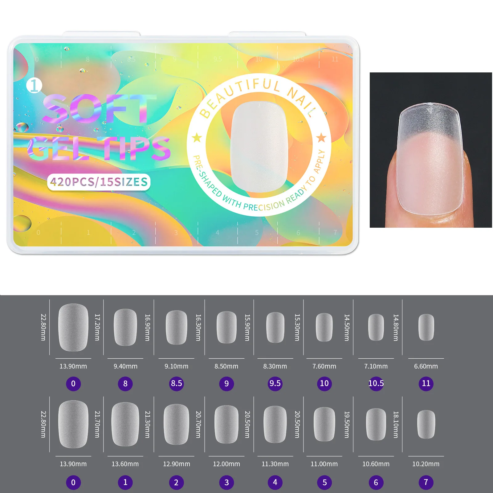 Soft Gel Nail Extension Tips Transparent Nail Tip Box Packaging