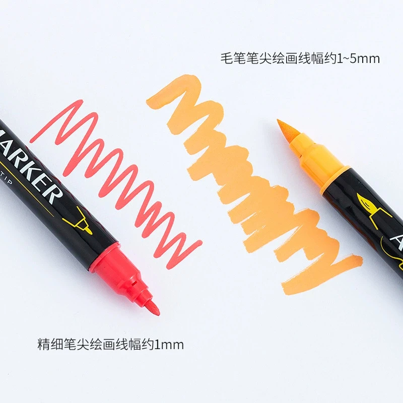 Guangna 6200 12/24/36 colors/set dual tip brush + fine tip Acrylic color marker pens art supplies art pastel markers  pen set