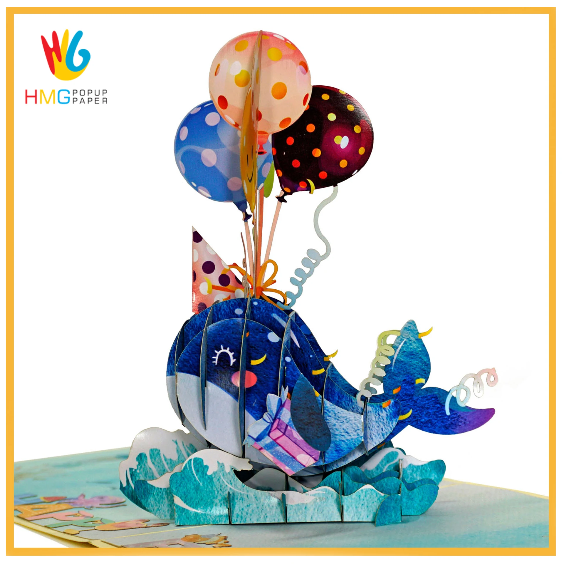 3D pop up greeting card in High Quality from Vietnam Supplier with a pink Pig Lovely for Birth day and gift for baby