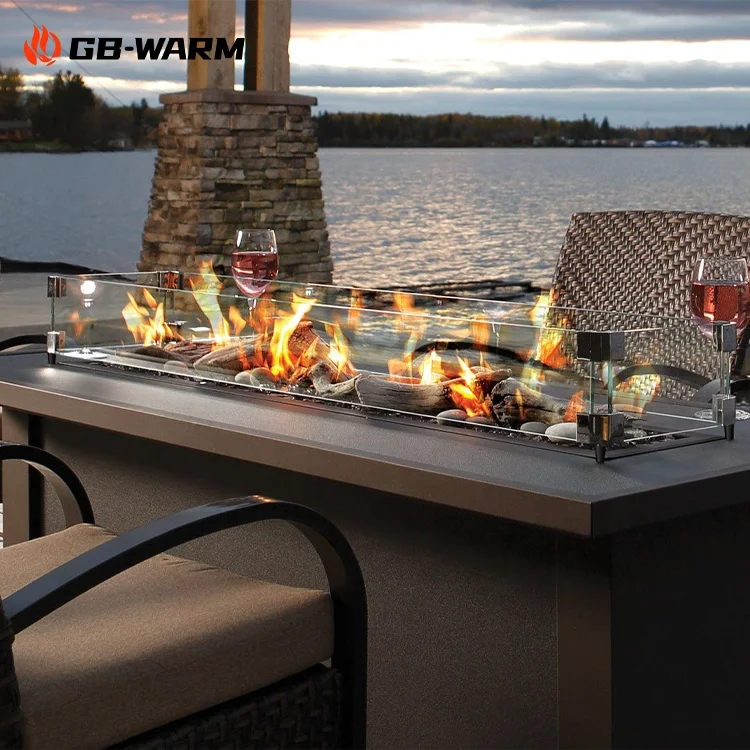 Factory direct sale gas fire pit outdoor patio heater manufacturer propane heater tabletop fire pit long table