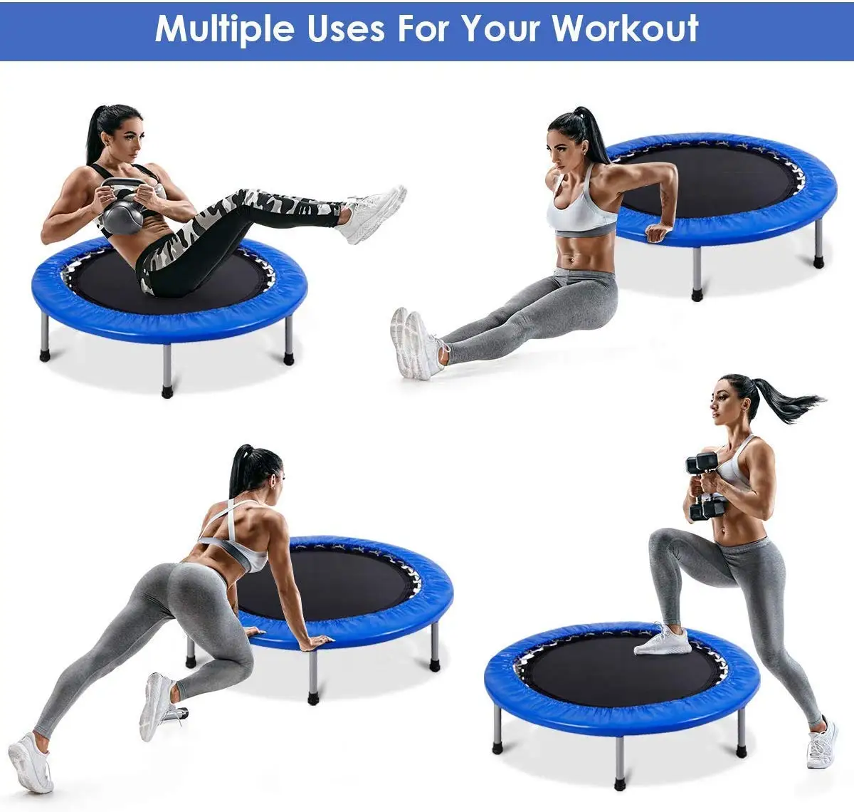 Buy Premium Grade Fitness 40 Inch Mini Trampoline for Adults and Kids, Rebounder Trampoline, with Padding & Springs