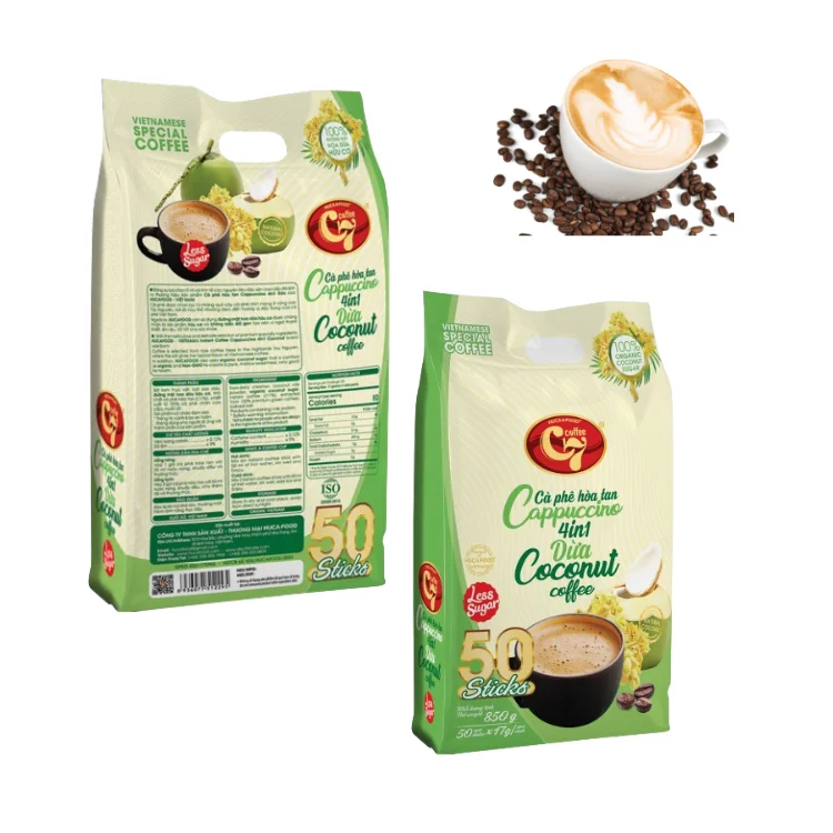 Arabica Instant Coffee Good Quality Cappuccino 4 In 1 Customized Label Using With Hot Water Made In Vietnam Manufacturer