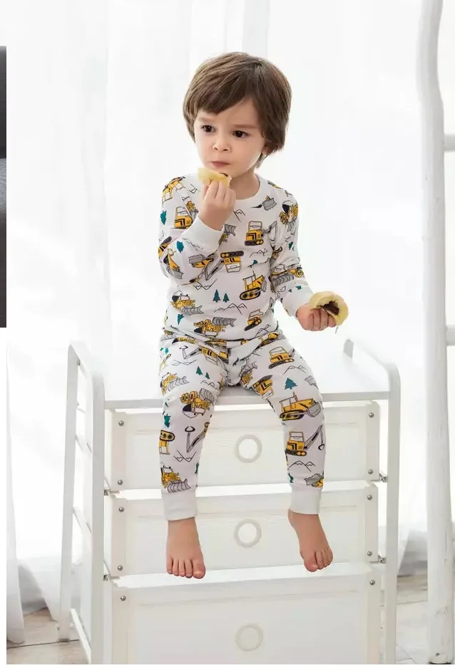 spring long sleeve Cartoon print baby clothes home wear pajamas Kids Clothing Sets boys Wholesale/ODM/OEM