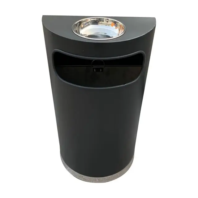Commercial semi-circular ash barrel shopping mall supermarket aisle elevator trash can