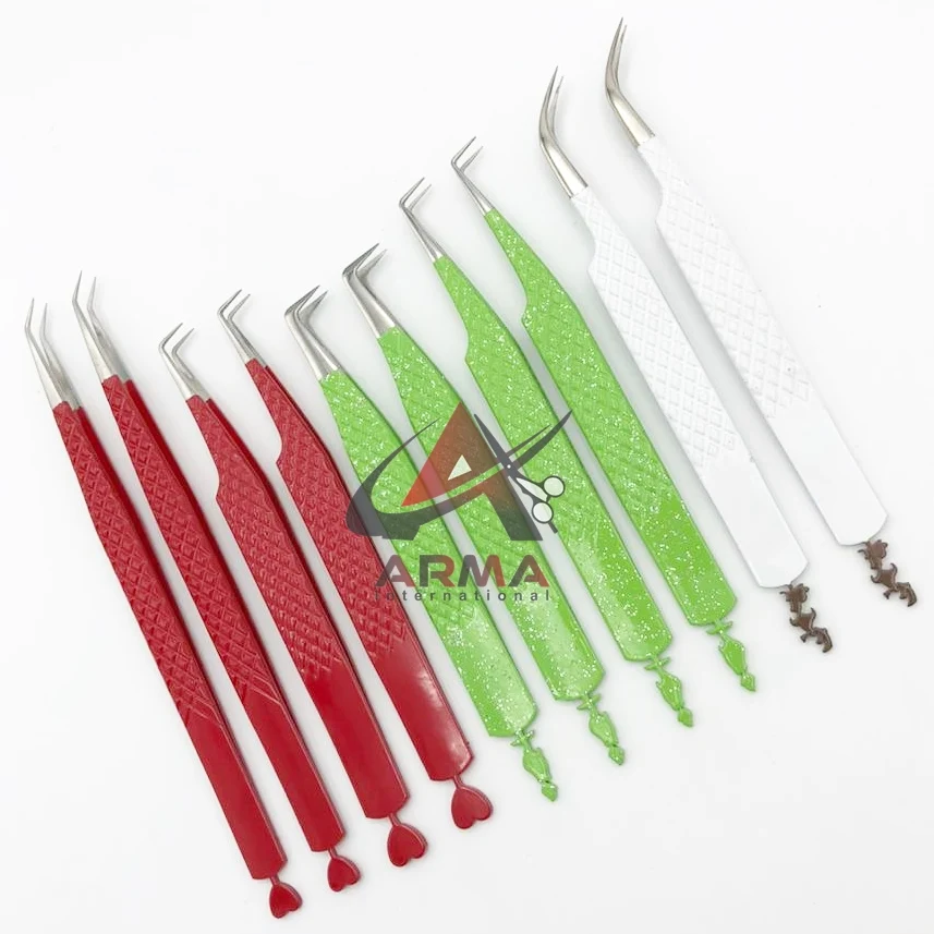 Custom CNC 90 Degree Eyelash Extension Tweezers Sustainable Fiber Volume Tip Isolation Tweezers for False Eyelashes