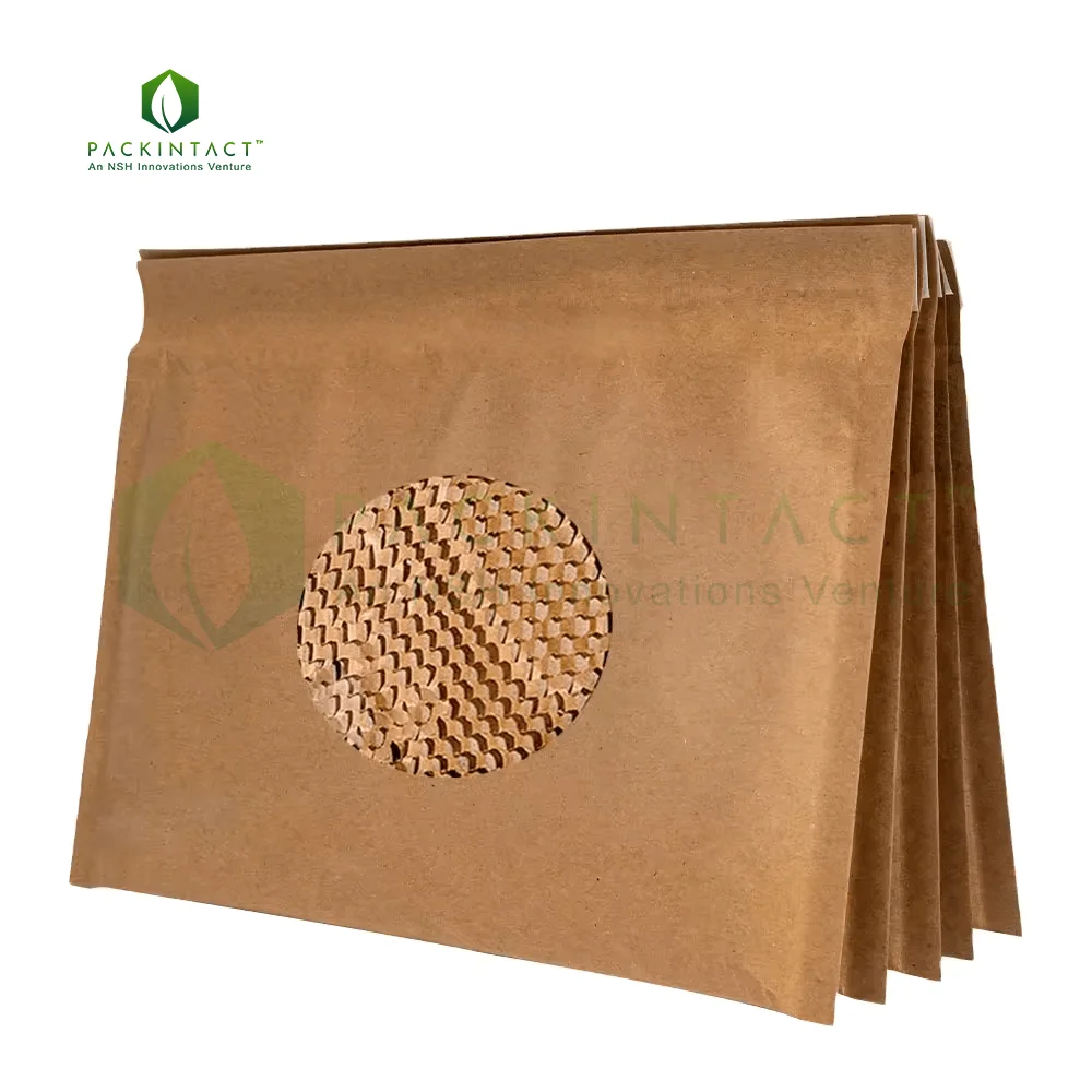 Biodegradable Eco Double Layered Padded Envelope Brown Honeycomb  Kraft Paper Bubble Shipping Mailer Bags