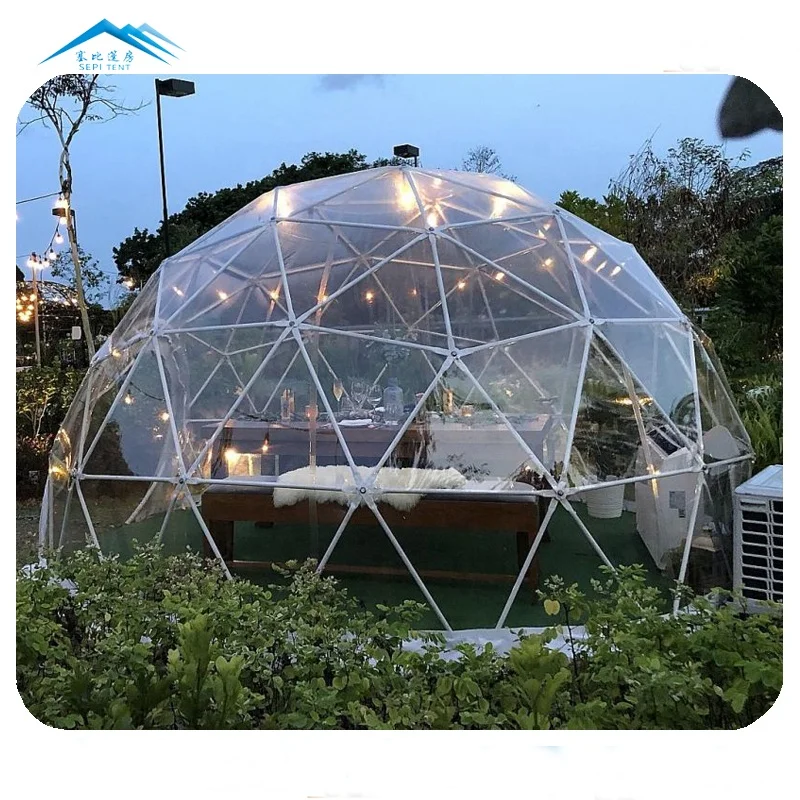 Small Hight Quality Outdoor Party Spherical PVC Glamping Waterproof PC Dome Transparent Geodesic Dome Igloo Gazebo Tent For Sale