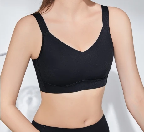 Full cup ladies Thin Soft underwear Big Size V-neck Jelly bar comfort support Anti droop Wireless gather 34G seamless Sports bra