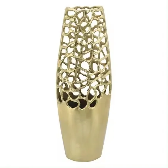 Decorative Metal Vase Wedding Centerpiece Wholesale Metal Gold Flower Vase Aluminum Flower Table Pot Modern Home Decoration Vase