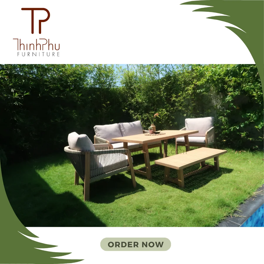 Luxury Contemporary Outdoor Wicker Wooden Garden Sets Patio Sofa & Other Outdoor Furniture for Backyard