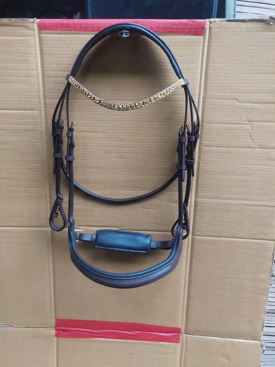 Equestrian Premium Quality Vegetable Leather Anatomic Horse Snaffle English Bridle with Soft Leather Padding horse equipment