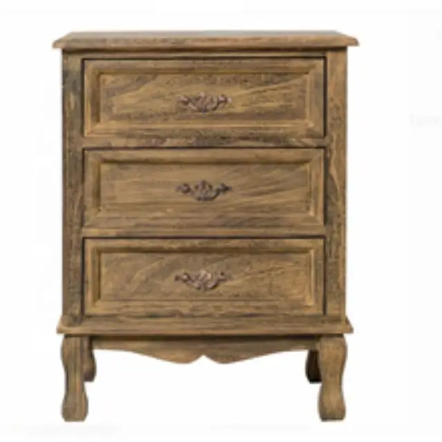 Best Selling Modern Design Style Acacia Wood Bedside Cabinet with Iron Base Two Drawers Nightstand Table for Home Hotel Bed Room