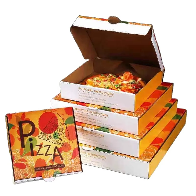 Wholesale Custom Fast Food Corrugated Paper Packaging Carton 6 7 8 10 12 14 16 18 Inch Pizza Delivery Boxes With Logo
