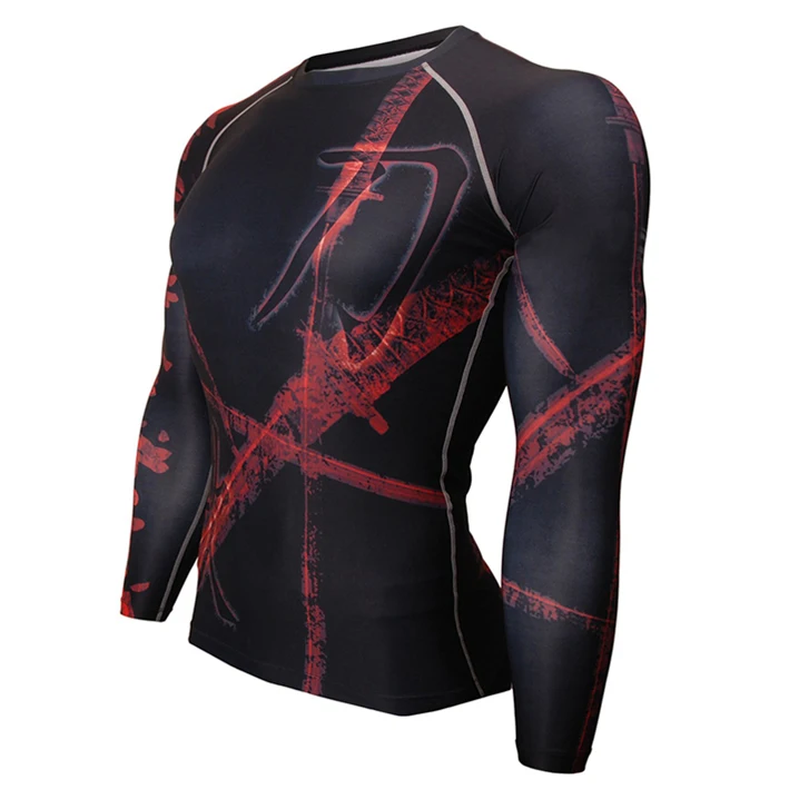 OEM изготовленный на заказ Rash Guard Лидер продаж Короткие рукава Компрессионные спортивные рубашки с графическим дизайном из спандекса ткани для MMA