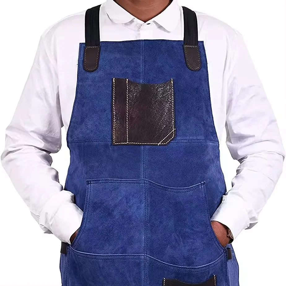 High Quality Cow Split Suede Leather Heat and Flame Resistant chef Apron Work Body Protection Coverall Apparel